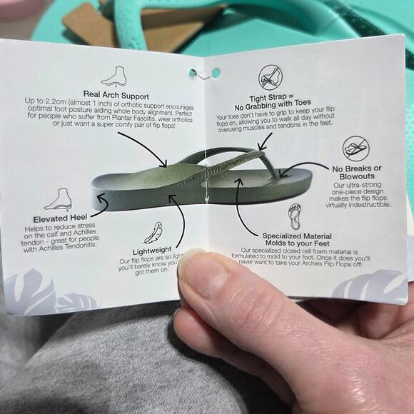 Archies Arch Support Flip Flops Blue Red & Green Many Sizes NWT - Picture 6 of 10